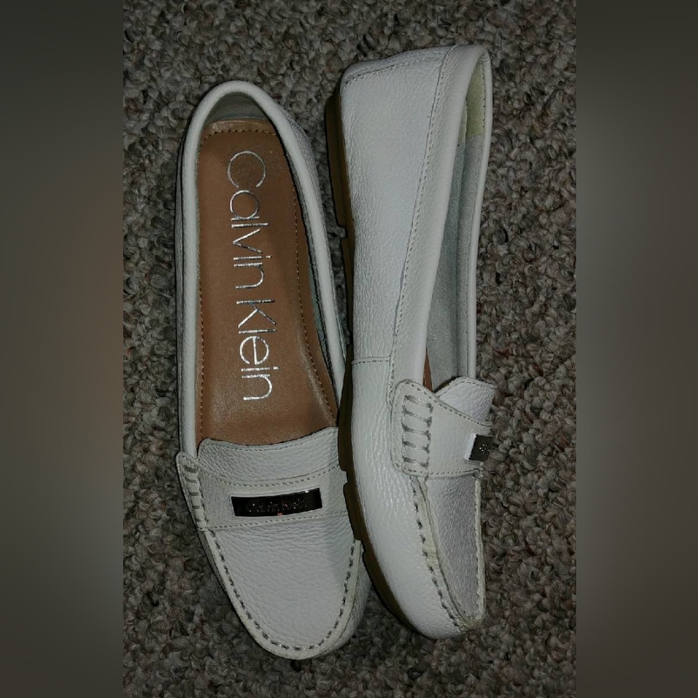 Calvin Klein White Leather Loafers
